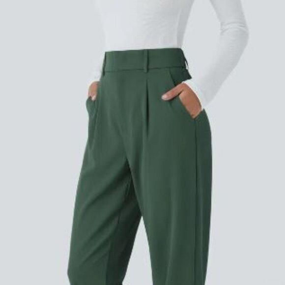High Waisted Side Pocket Solid Work Tapered Pants - Picture 4 of 11